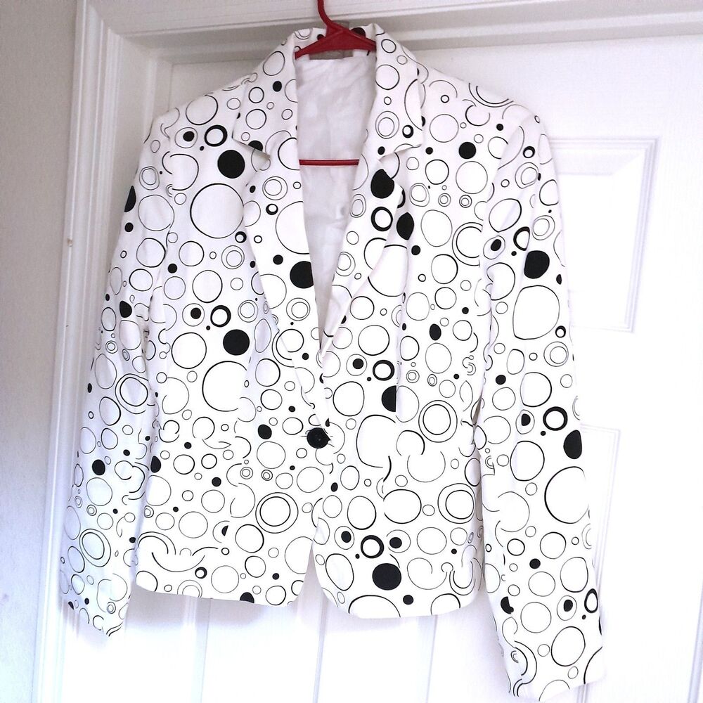 Kim Rogers Woman’s Blazer White Floral Lined Size 10